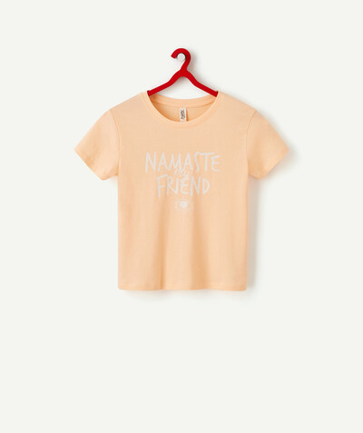 Outlet Tao Categories - PASTEL PEACH ORGANIC COTTON T-SHIRT WITH MESSAGE