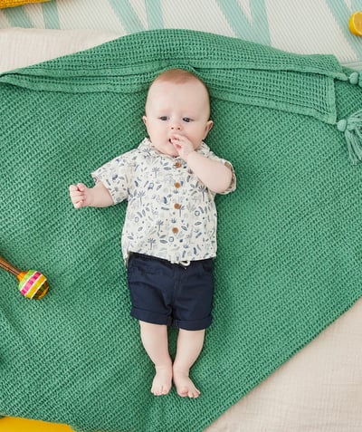 Baby-boy radius - NAVY BLUE COTTON SHORTS WITH A CORD
