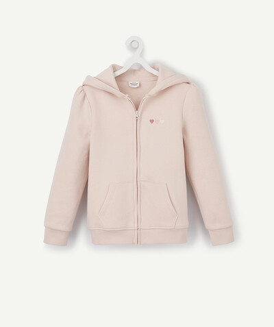 TOP radius - PINK ZIPPED HOODED JACKET WITH HEARTS