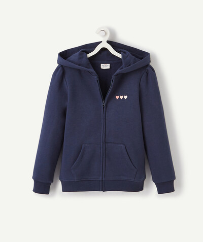 TOP radius - NAVY BLUE HOODED CARDIGAN WITH HEARTS