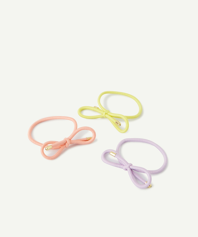 Hair accessories Tao Categories - SET OF THREE COLOURED HAIR ELASTICS WITH BOWS