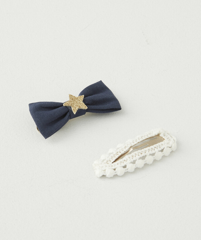 Party outfits radius - SET OF TWO BLUE AND WHITE HAIR SLIDES