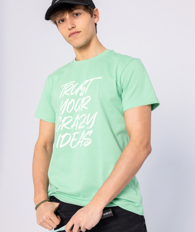Summer essentials Sub radius in - MINT GREEN ORGANIC COTTON T-SHIRT WITH MESSAGE