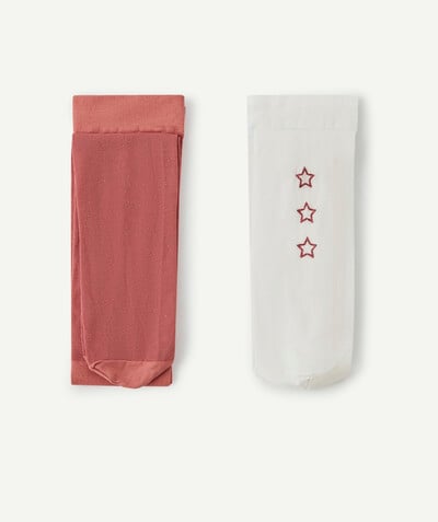 Basics radius - PACK OF TWO PAIRS OF WHITE AND RED STRIPED TIGHTS