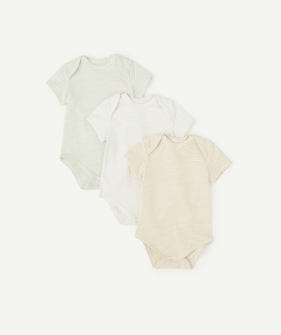Essentials : 50% off 2nd item* family - PACK OF THREE SHORT-SLEEVED ORGANIC COTTON BODYSUITS