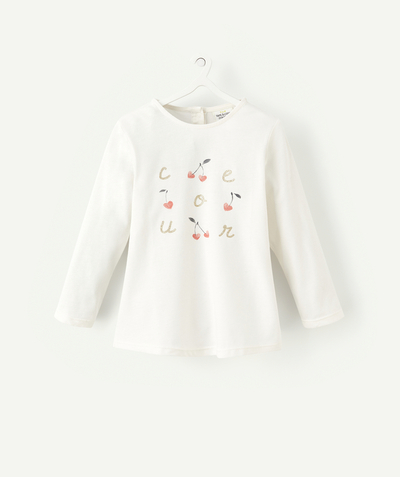 Basics radius - BABY GIRLS' T-SHIRT IN ORGANIC COTTON WITH A FLOCKED MESSAGE