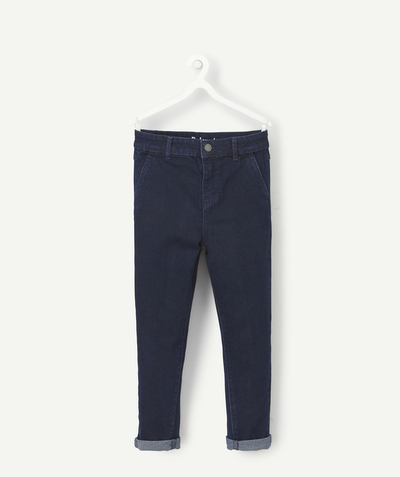 trouser Tao Categories - RELAXED BOYS' TROUSERS IN DARK BLUE LOW-IMPACT DENIM
