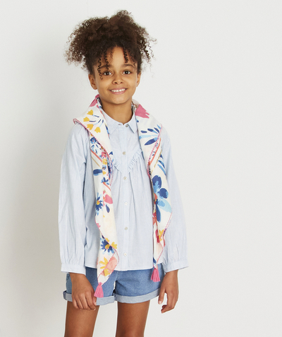 Girl radius - BLUE AND WHITE STRIPED SEQUIN SHIRT WITH RUFFLES