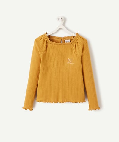 Outlet radius - OCHRE OPENWORK RECYCLED FIBRE T-SHIRT WITH CROCHET