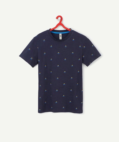 Outlet radius - BLUE PATTERNED T-SHIRT IN ORGANIC COTTON