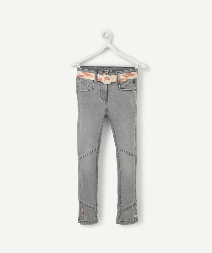 BOTTOMS radius - L�A SUPER-SKINNY GREY TROUSERS WITH A PLAITED BELT IN COTTON