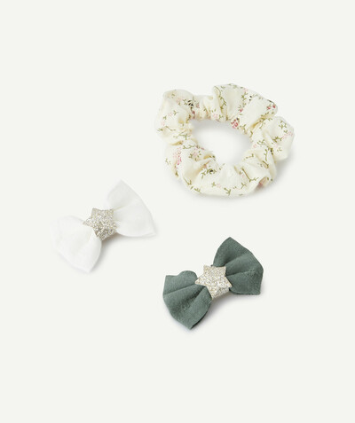 Special occasions' accessories radius - TWO HAIR CLIPS WITH A FLOWER-PATTERNED ELASTIC