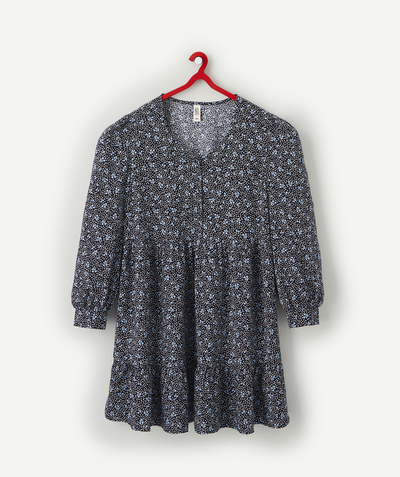 Back to school collection Sub radius in - FLORAL BLUE SUSTAINABLE VISCOSE DRESS