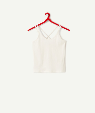 Special Occasion Collection Sub radius in - WHITE ORGANIC COTTON T-SHIRT WITH CROSSOVER STRAPS