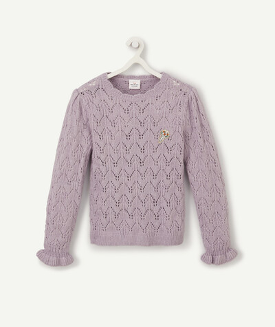 Girl radius - MAUVE KNITTED JUMPER WITH ARTWORK ON THE CHEST