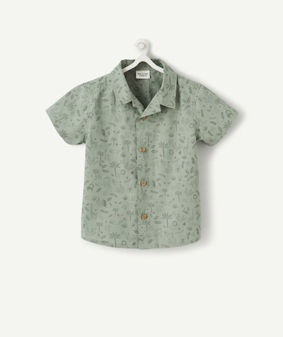 Special Occasion Collection radius - GREEN SHORT-SLEEVED SHIRT WITH A SAVANNAH DESIGN