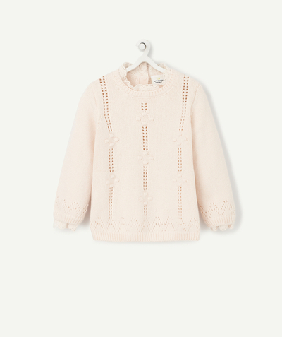 Pullover - Sweatshirt radius - PINK KNITTED JUMPER WITH EMBROIDERED NECK