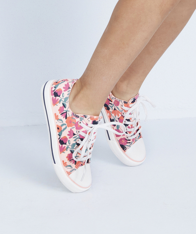 Shoes radius - PINK FLOWER-PATTERNED COTTON TRAINERS