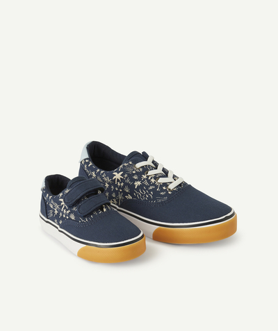 Private sales radius - NAVY BLUE LOW TOP TRAINERS WITH A PALM TREE PRINT.