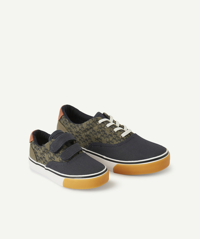 Shoes radius - NAVY BLUE AND KHAKI LOW-TOP TRAINERS WITH A PALM TREE PRINT