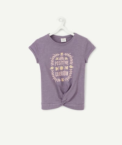 Low prices  radius - PURPLE T-SHIRT IN RECYCLED FIBRES WITH A POSITIVE MESSAGE