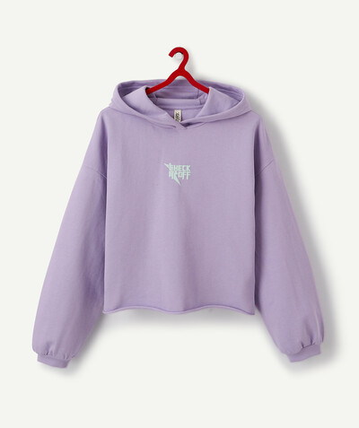 Sweatshirt radius - VIOLET SWEATSHIRT IN COTTON WITH A HOOD AND A MESSAGE