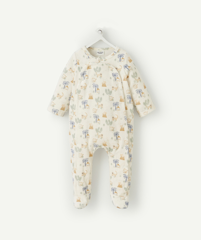 Newborn Boy radius - WHITE PRINTED SLEEPSUIT IN ORGANIC COTTON VELVET