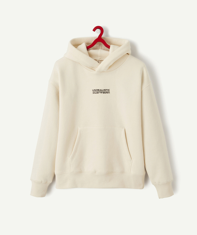 All collection Sub radius in - CREAM SWEATSHIRT WITH A HOOD AND A MESSAGE