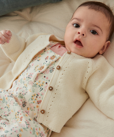 Top family - BABIES' CREAM KNITTED CARDIGAN