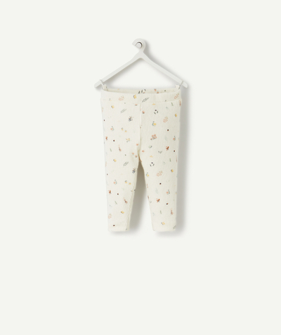 Essentials : 50% off 2nd item* family - BABIES' WHITE LEGGINGS WITH A FLOWER PRINT