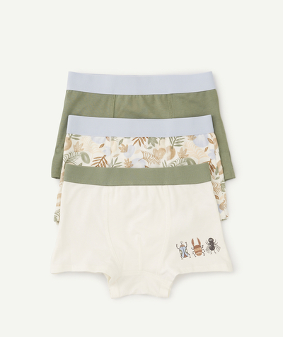 Boy radius - PACK OF THREE PAIRS OF BOYS' BOXERS IN ORGANIC COTTON, PLAIN AND PRINTED