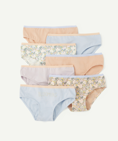 Girl radius - PACK OF SEVEN PAIRS OF GIRLS' PASTEL FLORAL KNICKERS IN ORGANIC COTTON