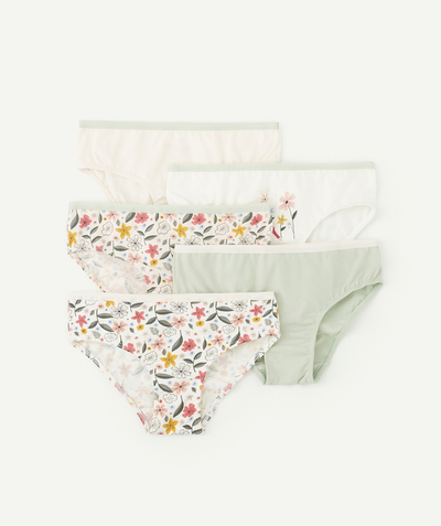 ECODESIGN radius - PACK OF FIVE PAIRS OF GIRLS' FLORAL ORGANIC COTTON KNICKERS