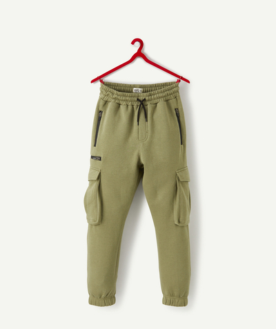 Trousers - Jeans Sub radius in - BOYS' KHAKI JOGGING PANTS IN RECYCLED FIBERS WITH POCKETS