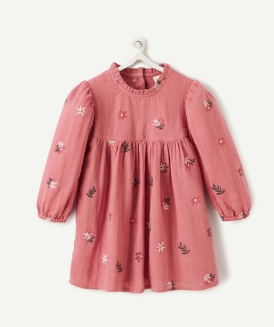 Baby-girl radius - PINK DRESS WITH EMBROIDERED DETAILS