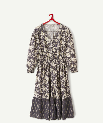 Dress - Jumpsuit Sub radius in - LONG FLOWER-PATTERNED DRESS IN ECO-FRIENDLY VISCOSE