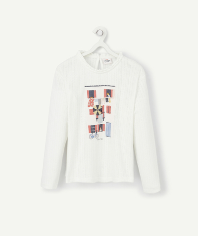 Tee-shirt radius - WHITE OPENWORK T-SHIRT WITH A DESIGN IN COTTON