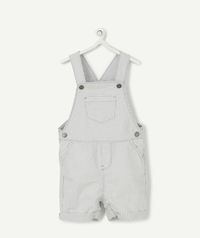 Baby-boy radius - SHORT BLUE AND WHITE STRIPED DUNGAREES