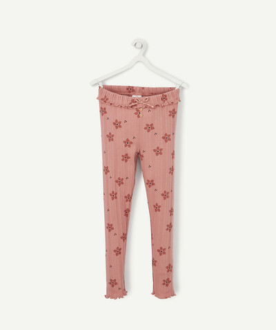 BOTTOMS radius - PINK FLOWER-PATTERNED LEGGINGS IN RECYCLED FIBRES