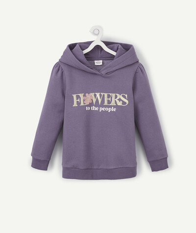 Girl radius - VIOLET HOODED SWEATSHIRT WITH AN EMBROIDERED MESSAGE