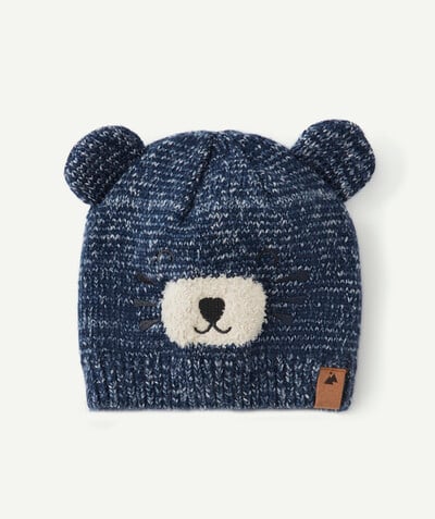 Baby-boy radius - BLUE KNITTED HAT WITH A BEAR DESIGN AND EARS