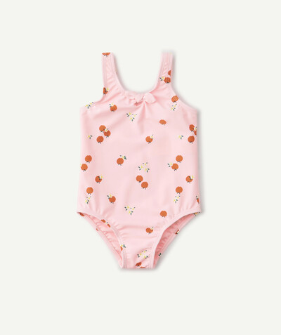 Baby-girl radius - ONE-PIECE PINK SWIMSUIT IN RECYCLED FIBRES WITH A STRAWBERRY PRINT