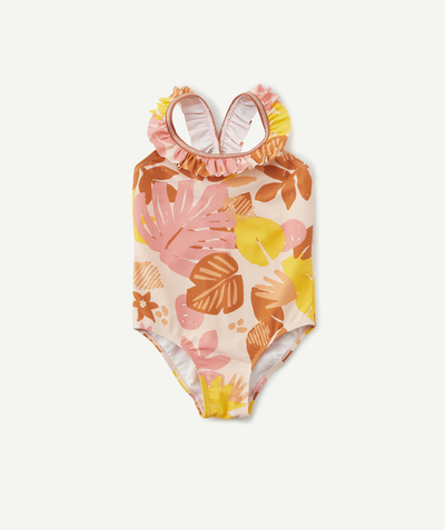 Girl radius - ONE PIECE PINK LEAF SWIMSUIT IN RECYCLED FIBRES
