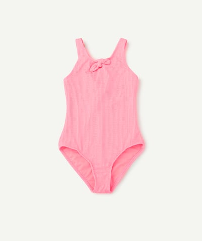 Girl radius - FLUORESCENT PINK RIBBED ONE-PIECE SWIMSUIT