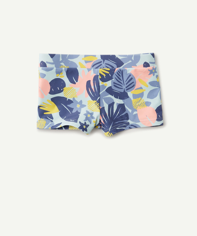 Baby-boy radius - BLUE SWIM BOXERS IN RECYCLED FIBRES WITH A COLOURFUL LEAF PRINT