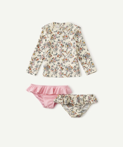 Beach Collection radius - SET COMPRISING A T-SHIRT AND TWO PAIRS OF WHITE FLORAL AND PINK PANTS