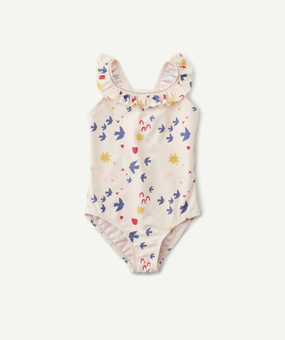 Beach collection radius - ONE-PIECE PINK BIRD SWIMSUIT IN RECYCLED FIBRES