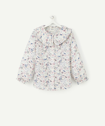 Shirt - Blouse radius - BABY GIRLS' SHIRT IN COTTON WITH A FLOWER PRINT AND COLLAR