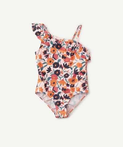 Beach collection radius - ONE-PIECE PINK FRILLY SWIMSUIT IN RECYCLED FIBRES