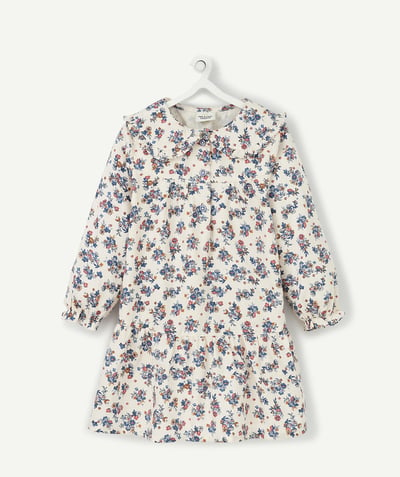 Baby-girl radius - CREAM PINK AND BLUE FLORAL DRESS WITH COLLAR